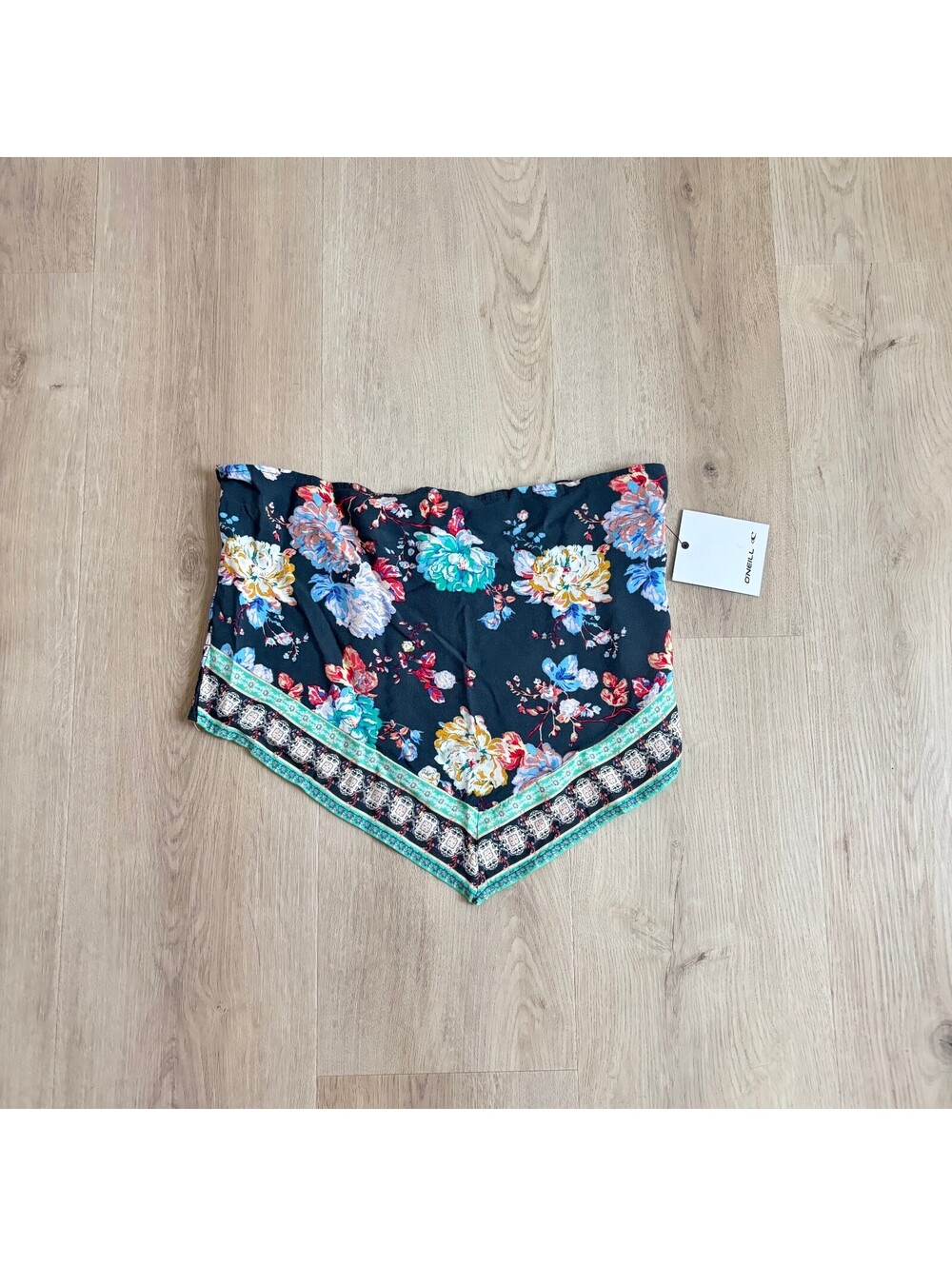O'Neill NWT Women's Blue Floral Skyler Handkercheif Tube Top Size M